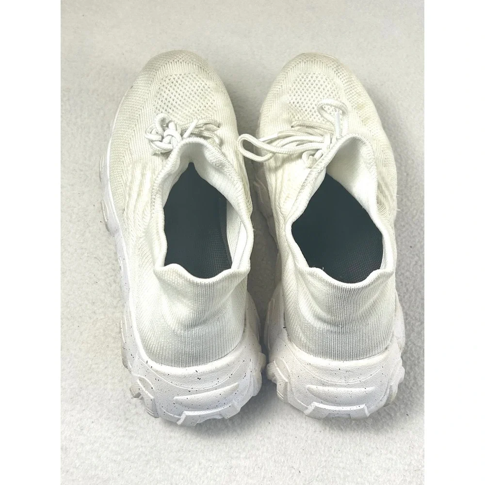Unbranded Knit Sneakers Women Size 9 White Athleisure Walking Shoes